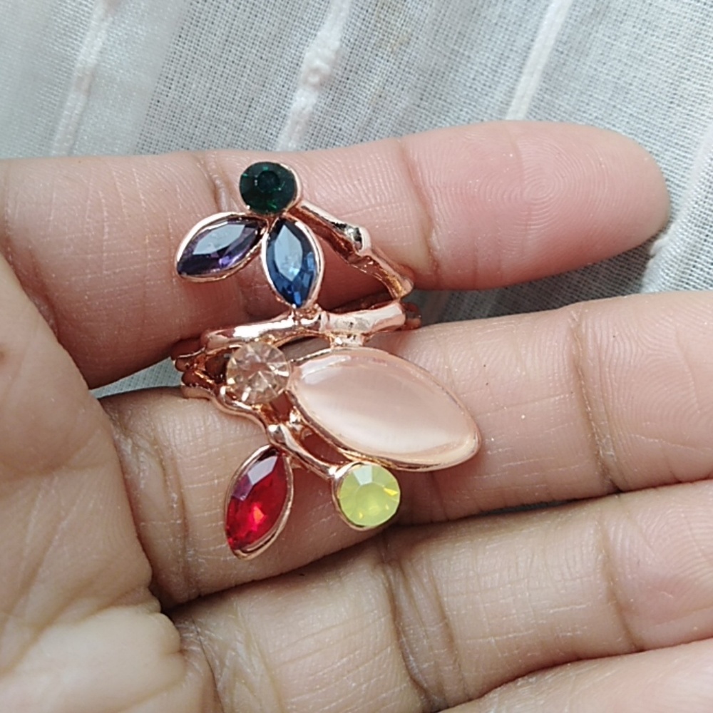 Rose gold multi cocktail party ring 8